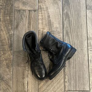 Black Leather govt issue combat  Boots measures 11” from heel to toe.